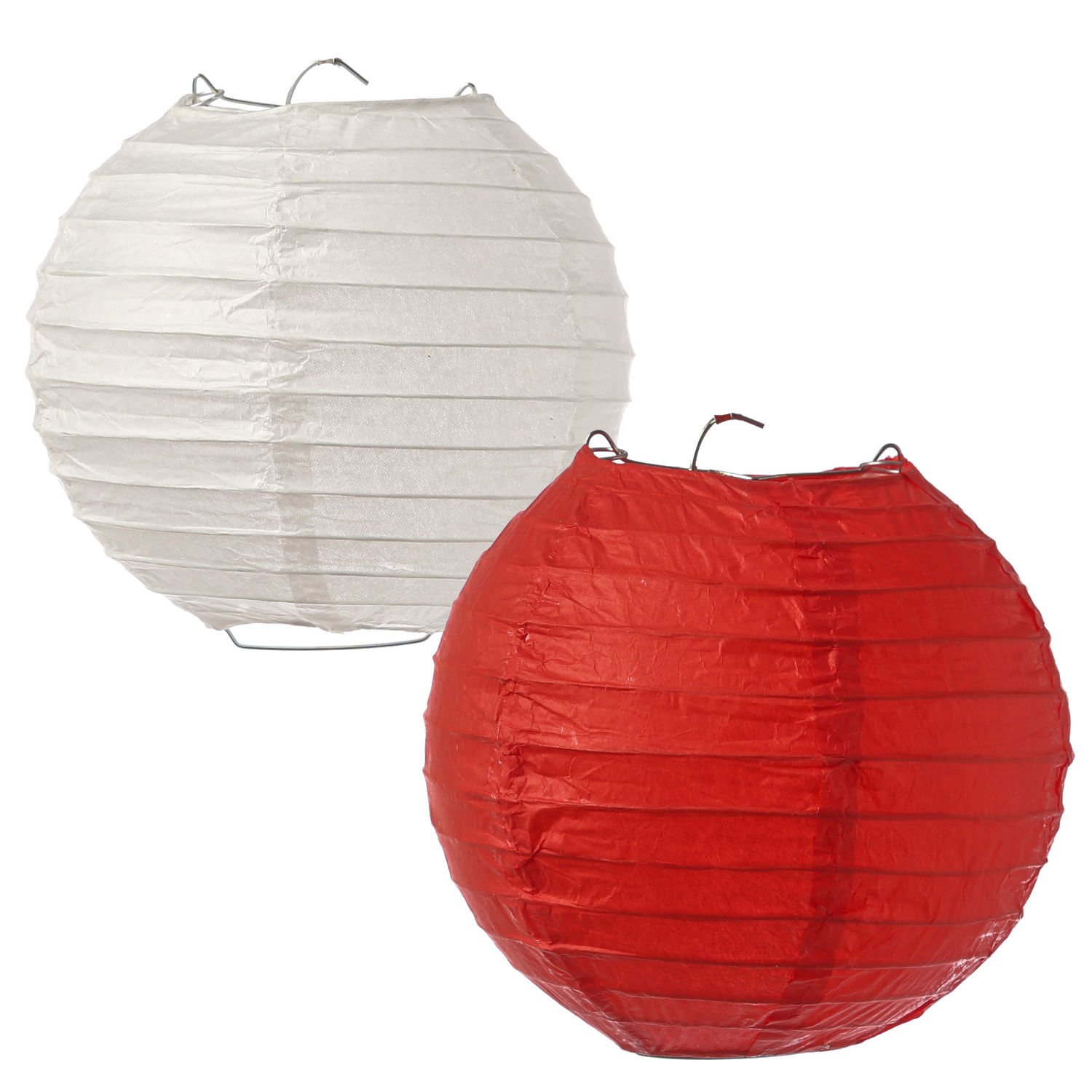 4x Partyset Papierdekoration 12 Teilig - rot/weiß Lampion, Pompon, Herzen