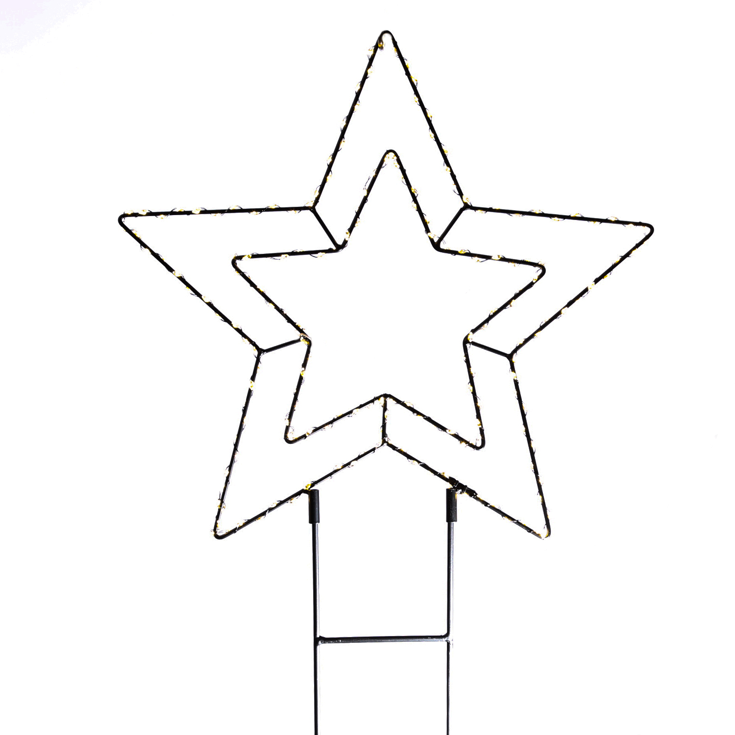 LED Gartenstecker STERN - 180 warmweiße LED - D: 38cm - Trafo - für Außen - schwarz