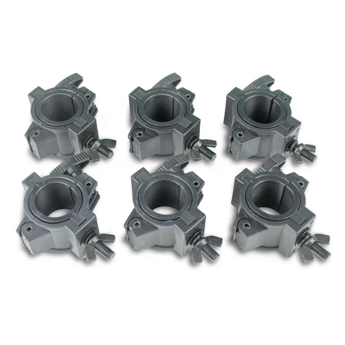 FLEXI CLAMP Set schwarz (6 Stück) - Kunststoff-Klammer f. Traversen, Half-Coupler 50/35mm