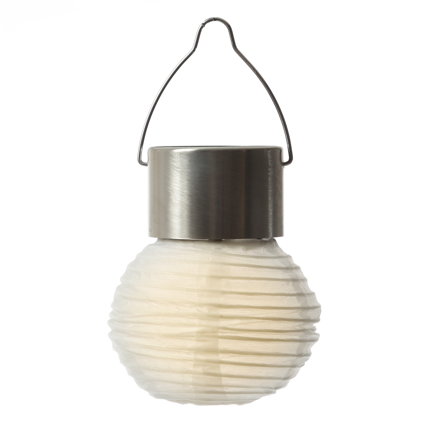 LED Solar Mini Lampion - 1 warmweiße LED - H: 9,5cm - D: 7cm - Lichtsensor - weiß