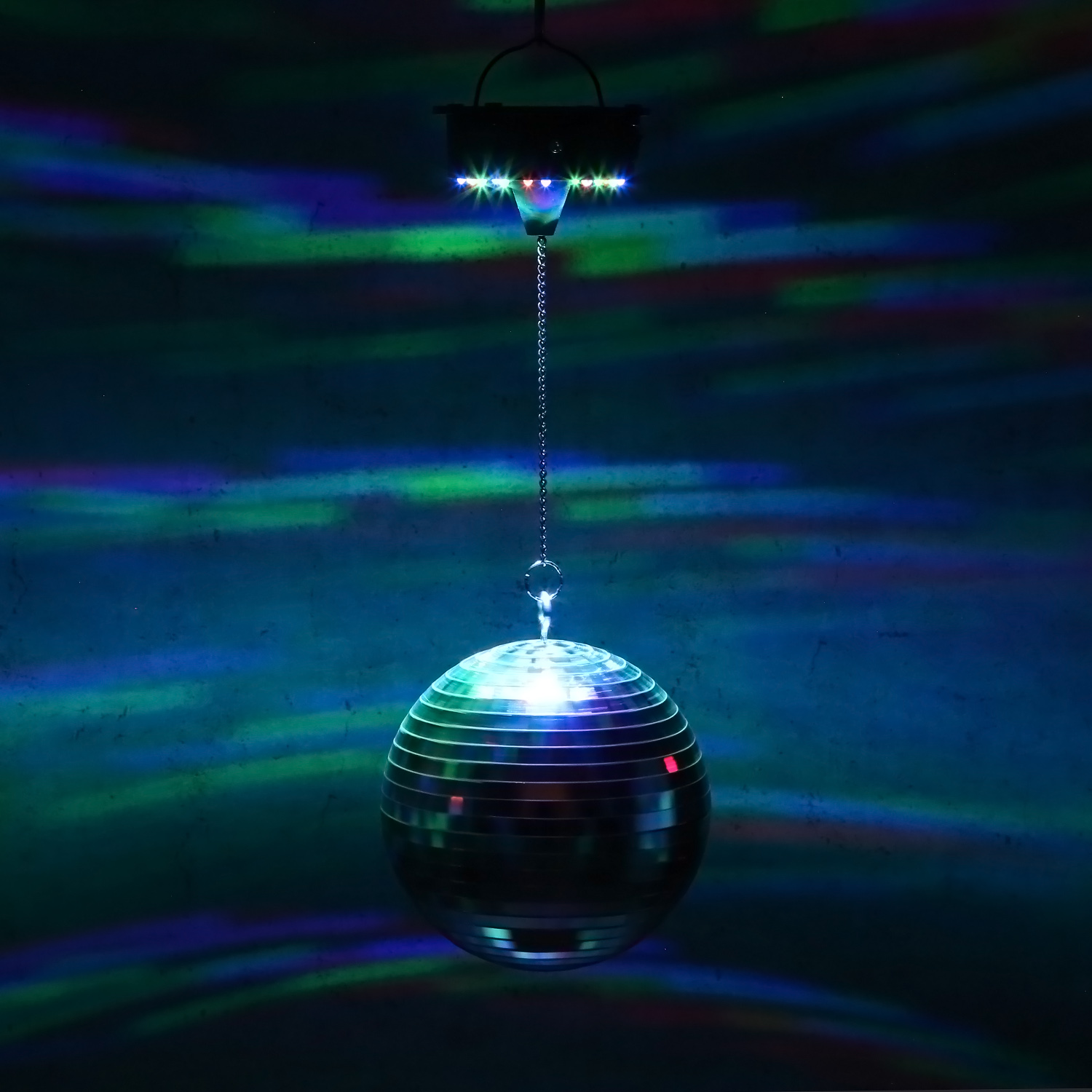 Spiegelkugel Motor mit LED Farbwechsler bis 20cm Kugeln - MBM-203RGBW - Batteriebetrieb