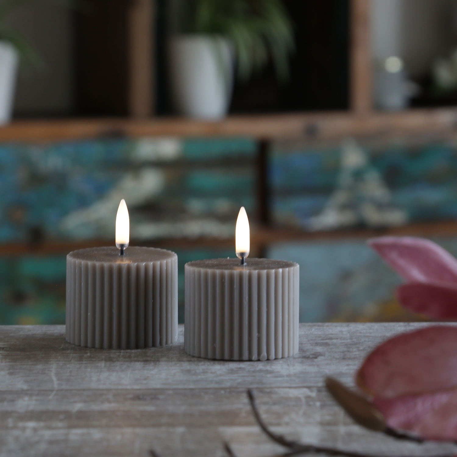 LED Teelichter MIA - realistische 3D Flamme - D: 4,1cm - mit Batterien - sand/taupe