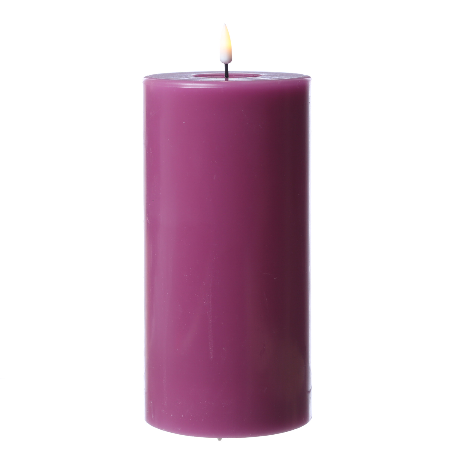 LED Stumpenkerze MIA - Echtwachs - realistische 3D Flamme - H: 20cm - D: 10cm - malve