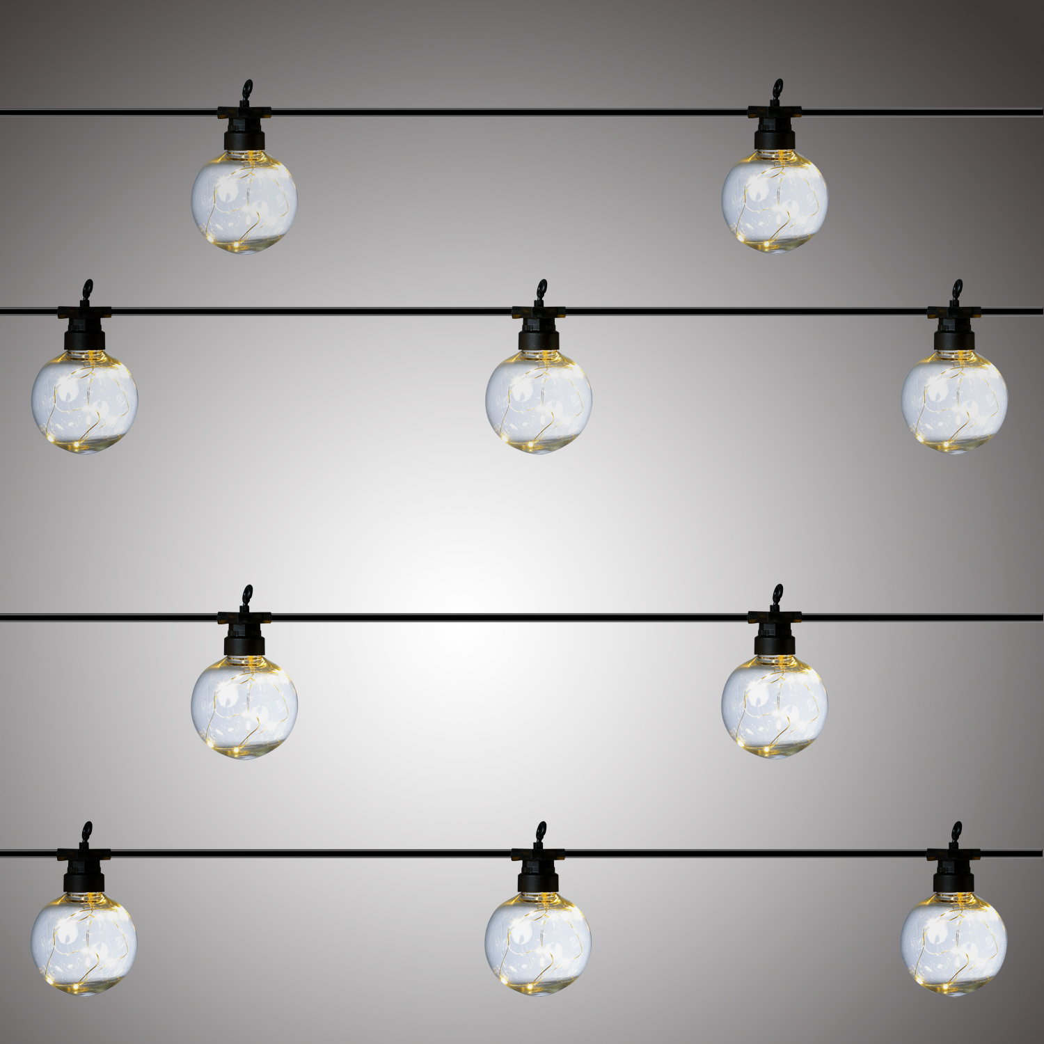 LED Party Lichterkette CIRCUS - 10 Kugeln mit je 10 Micro LED - L: 2,7m - inkl. Trafo - für Außen