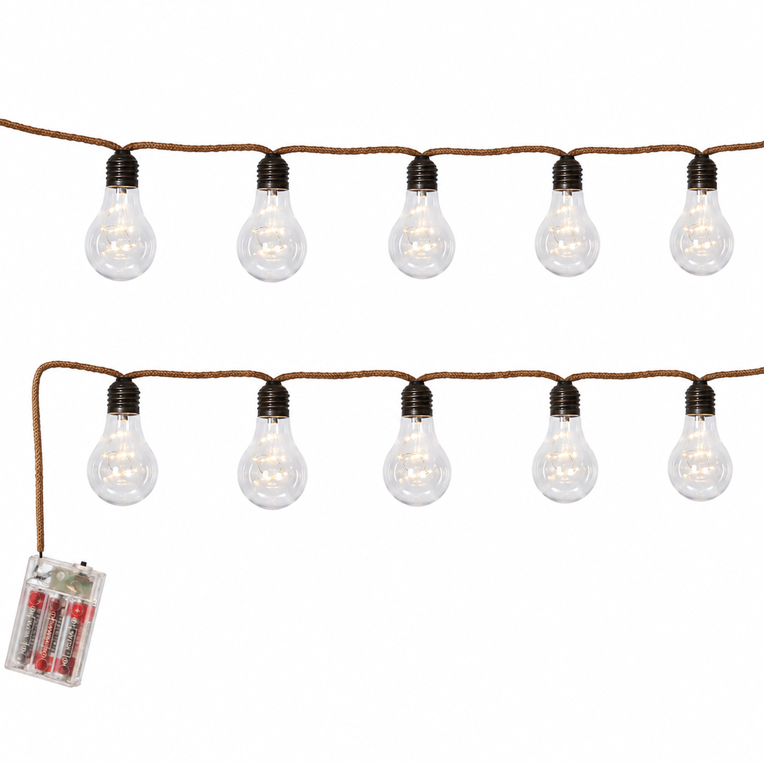 LED Lichterkette JUTTA - 10 Glühbirnen mit je 3 LED - L: 225cm - Batteriebetrieb - transparent
