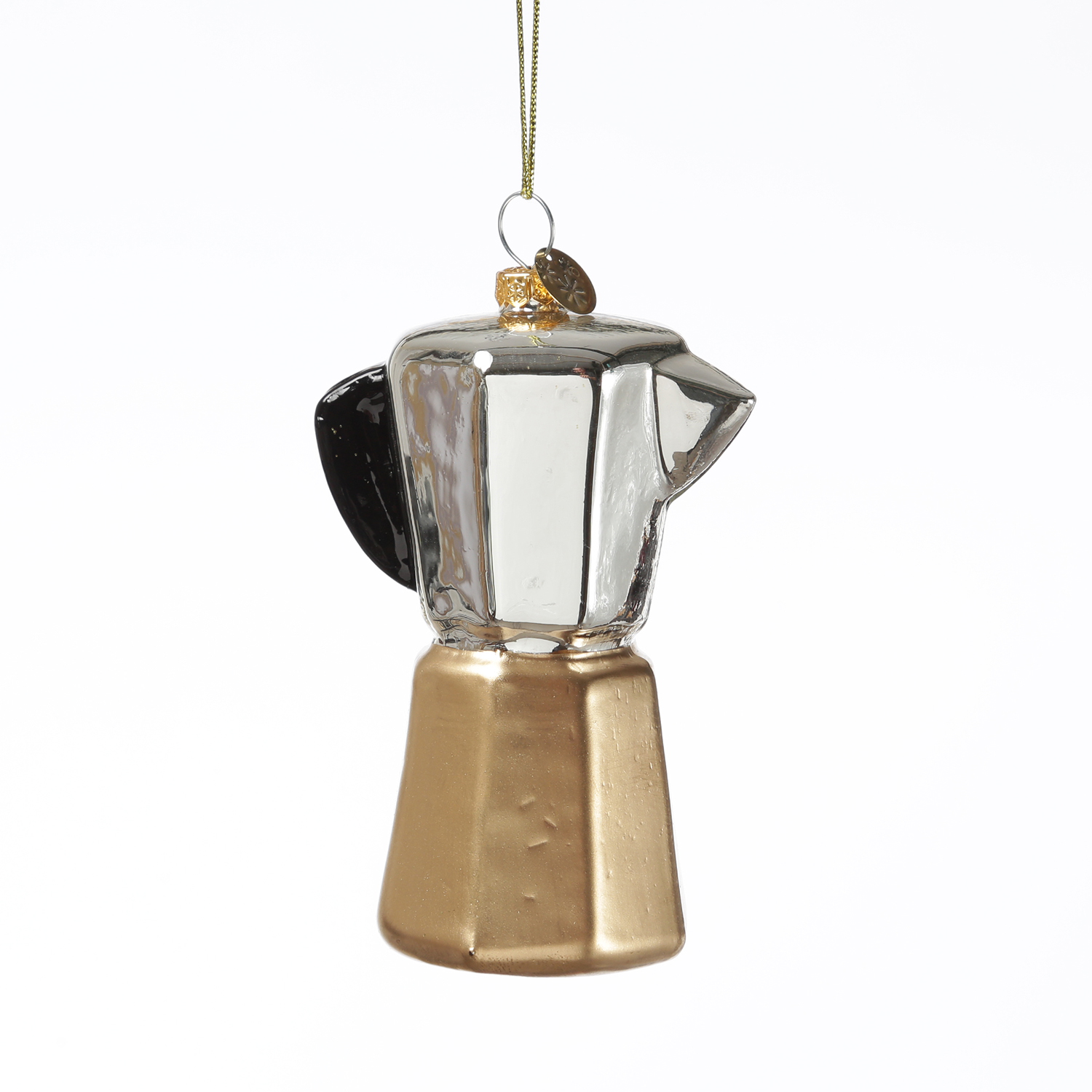 Weihnachtsbaumschmuck Espressokanne - Glas - Christbaumschmuck Espressokocher - H: 10cm