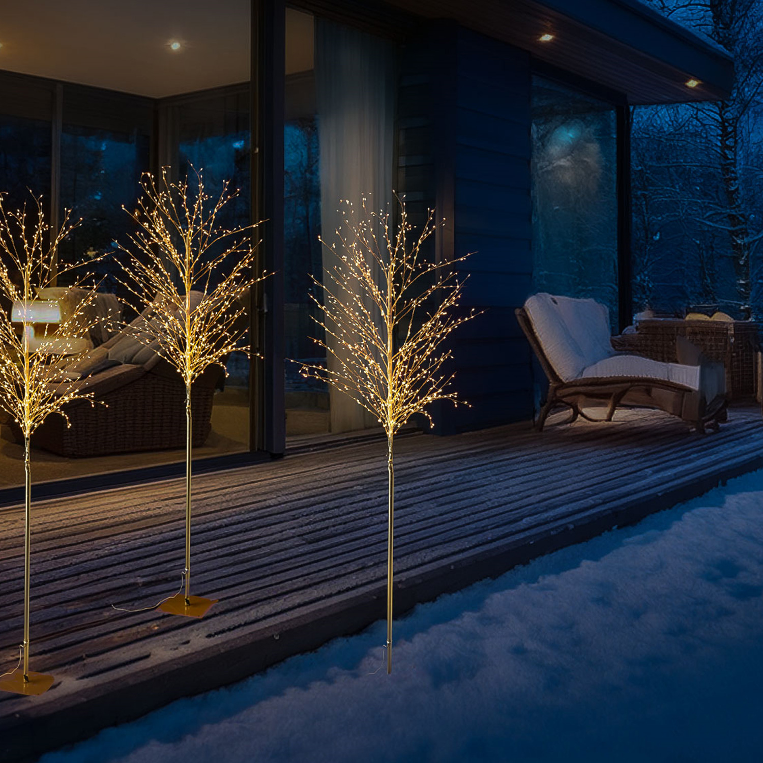 LED Baum - Lichterbaum - 720 warmweiß/bernstein LED - H: 1,8m - Timer - für Innen/Außen - gold