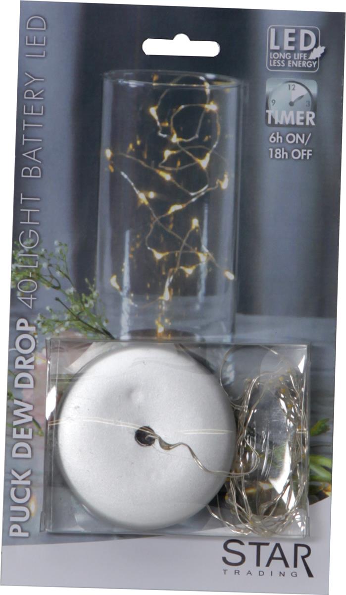 LED Drahtlichterkette "Dew Drop" - 40 warmweiße LED - silberner Draht - 2m - Batteriebetrieb - Timer
