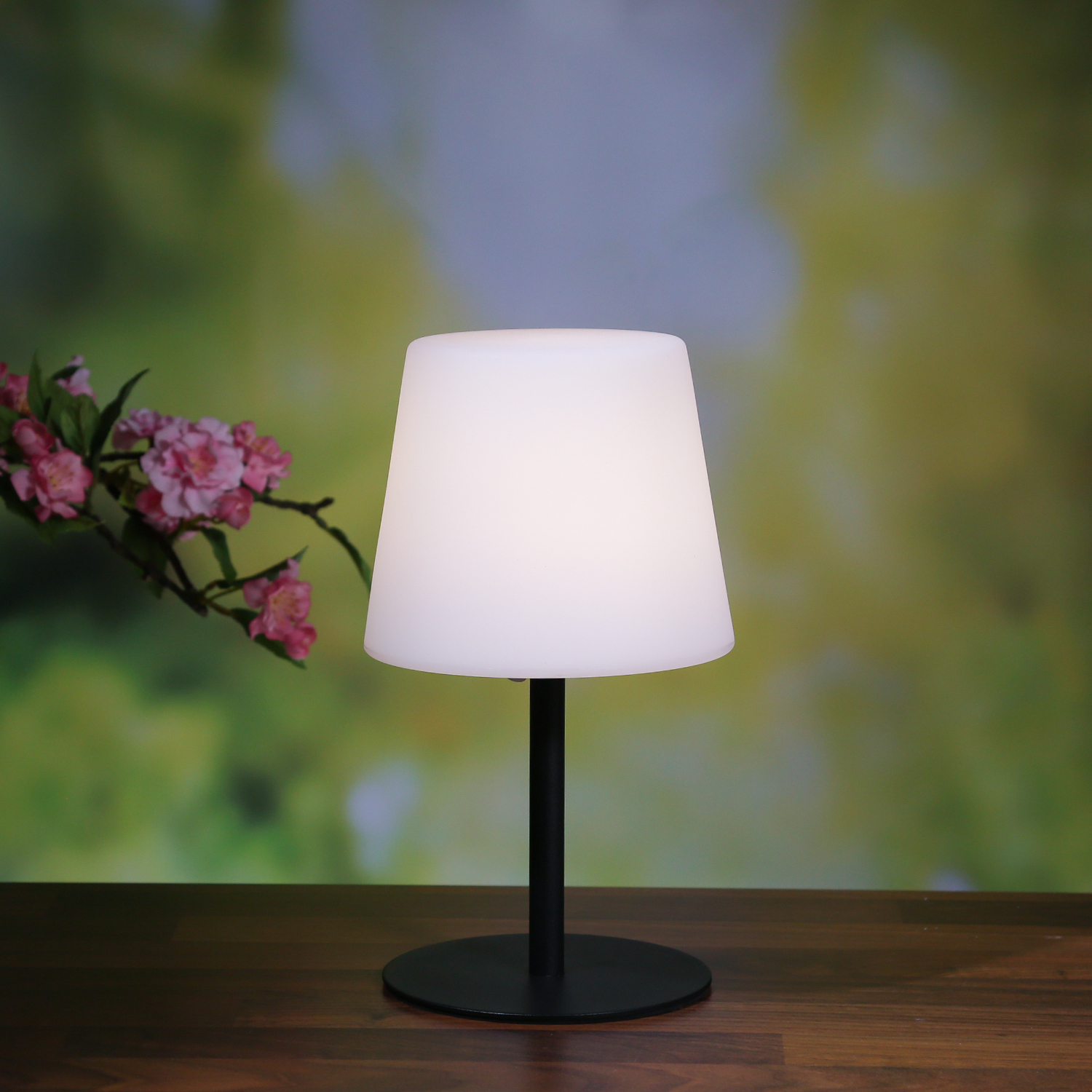 LED Garten Tischlampe - 4 Helligkeitsstufen - 2 Höhen - H: 40cm - wiederaufladbar per USB - f. Außen