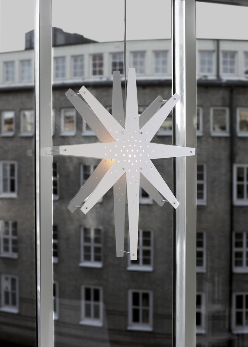 Holzstern "Tall" - hängend - 8-zackig - Ø 60cm, H: 70cm - inkl. Kabel - weiß