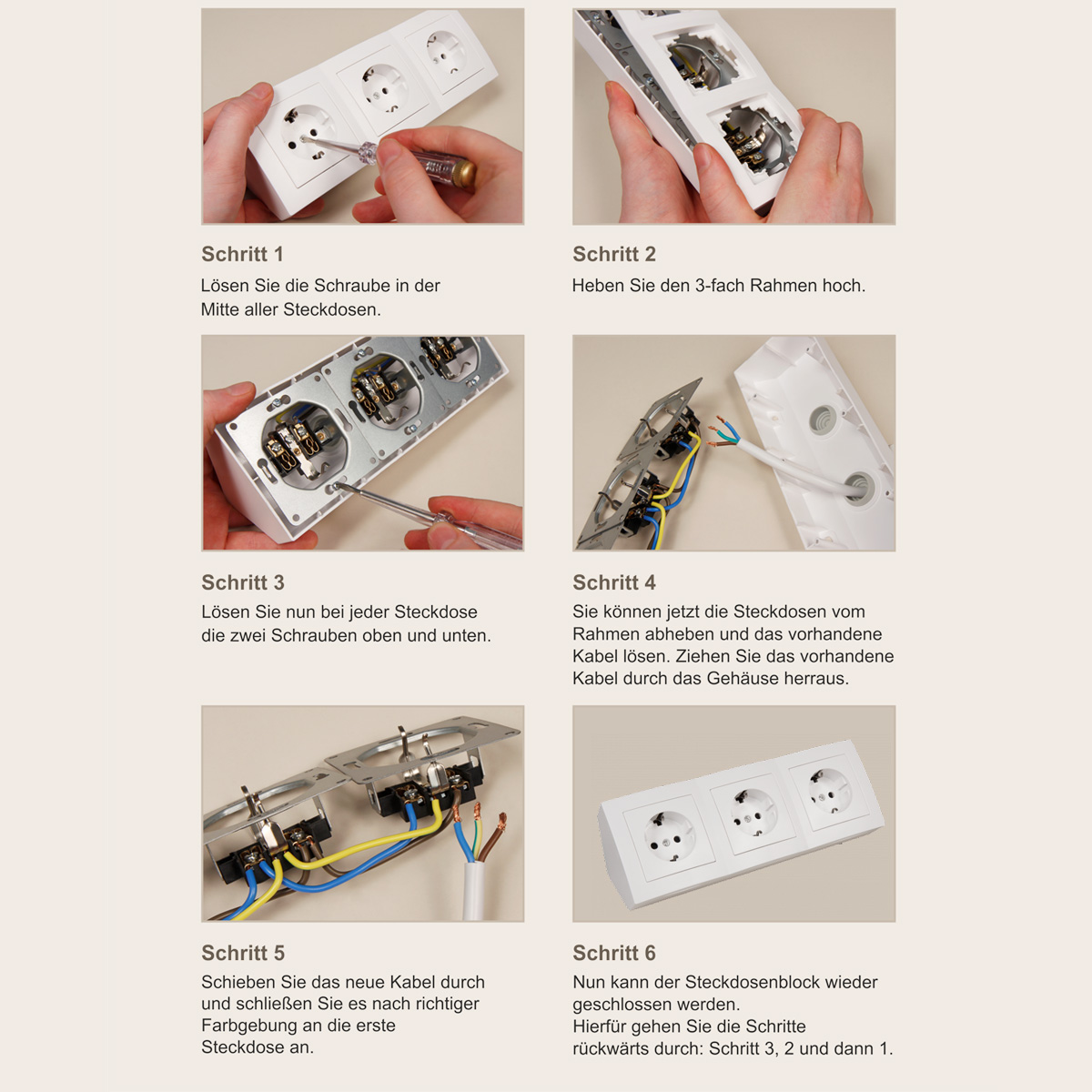 Steckdosenblock 3fach schwarz - Winkelmontage - Ideal für Küche, Werkstatt und Büro