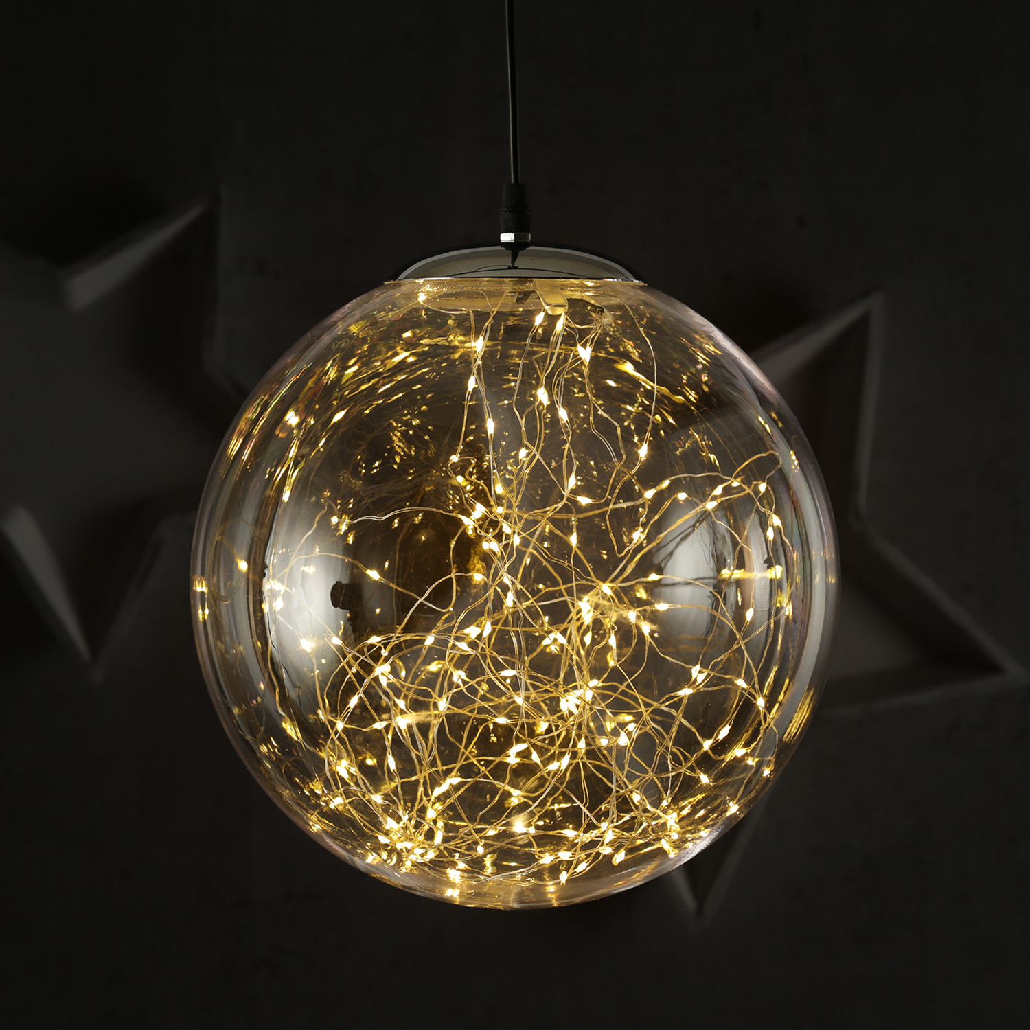 LED Lichterkugel mit Drahtlichterkette - hängend - 140 warmweiße LED - D: 30cm - f. Innen/Außen