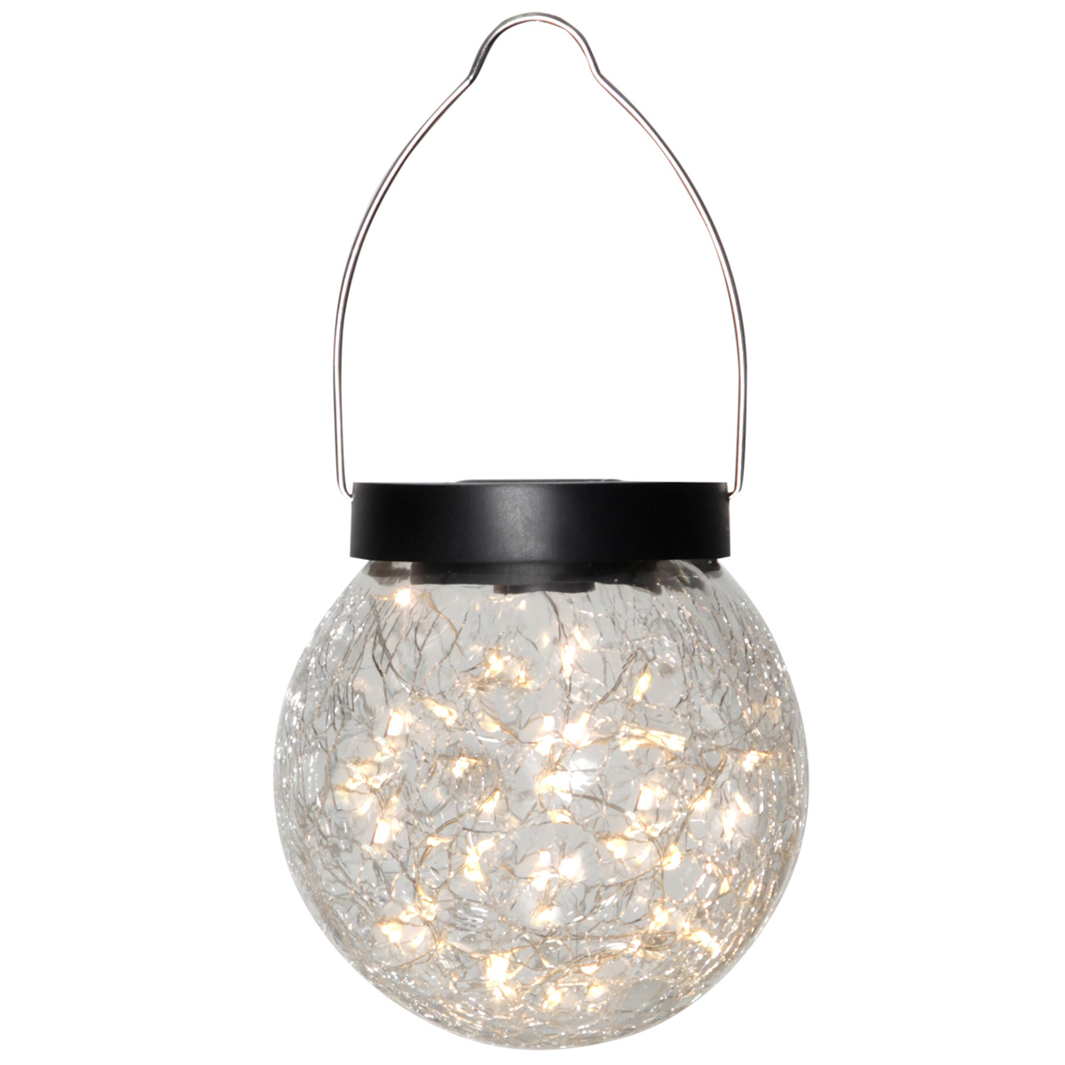 LED Solar Glas GLORY - transparentes Bruchglas - 30 warmweise LED - D: 12cm - Dämmerungssensor