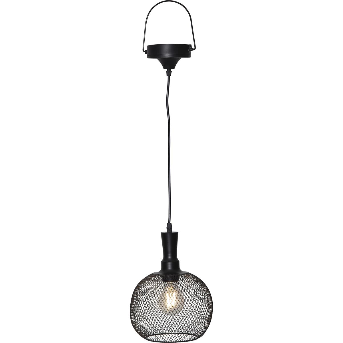 LED Solar Lampe SUNLIGHT - warmweiße LED - H: 24cm, D: 19cm - hängend - schwarz