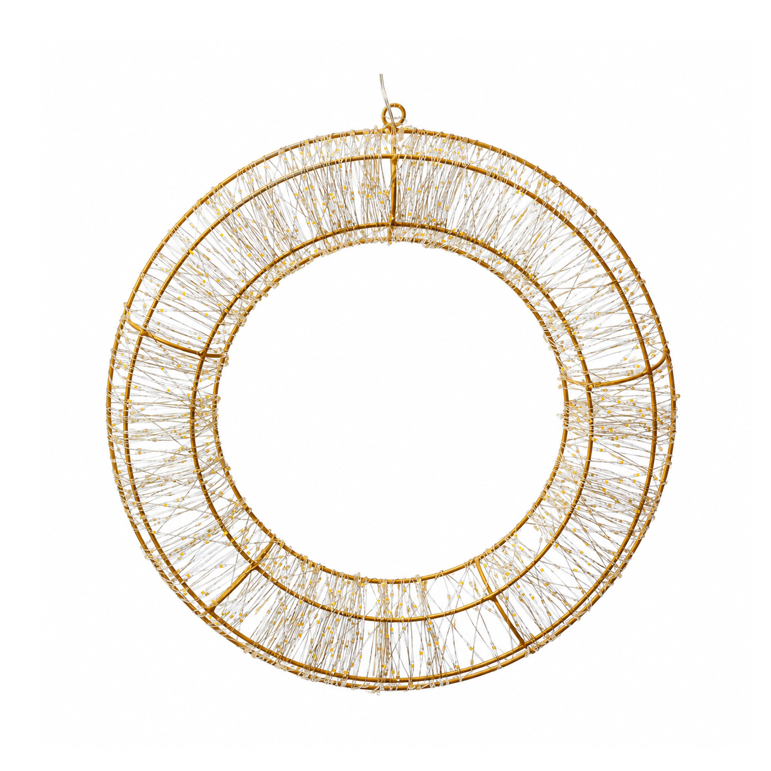 LED Kranz abgeflacht - goldener Lichterkranz mit 1500 LED - D: 40cm - 8Modi/Timer - Innen/Außen