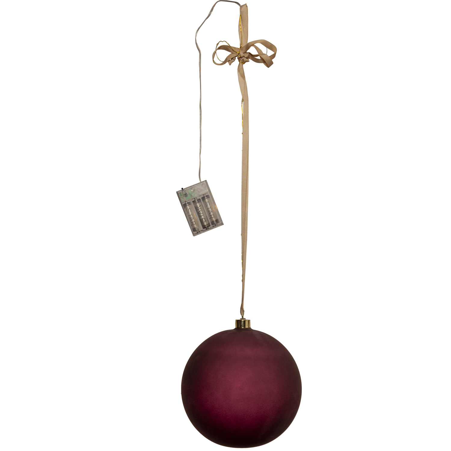 LED Christbaumkugel - Weihnachtskugel - Glas - 20 warmweiße LED - D: 20cm - Timer - Batterie - rot
