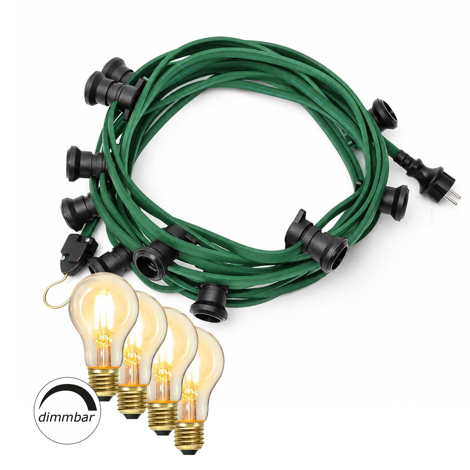 Illu-/Partylichterkette 40m - Außenlichterkette grün - 40 dimmbare LED Glühbirnen