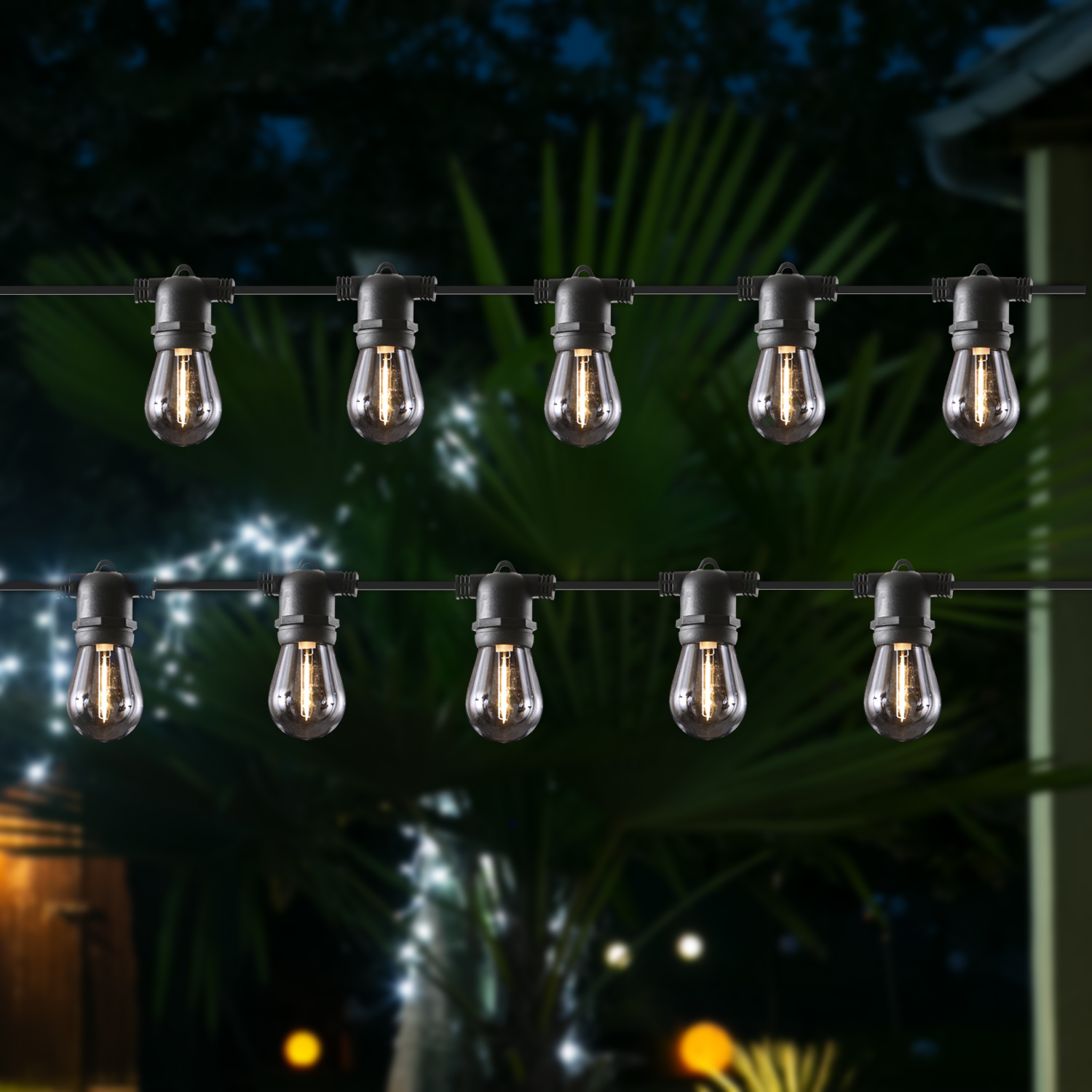 LED Solar Lichterkette CIRCUS - 10 warmweiße Filament LED - L: 4,5m - für Außen - schwarz