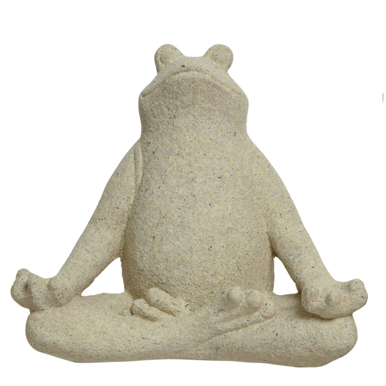 Dekofigur Yoga Frosch - meditierend im Scheidersitz - Magnesia - H: 36cm - für Außen - natur