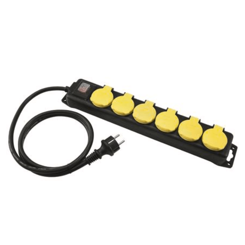 Stromkabel 10m / Verlängerung | 6-Fach Verteilersteckdose | Schutzkontakt | Outdoor | 3x1,5mm²