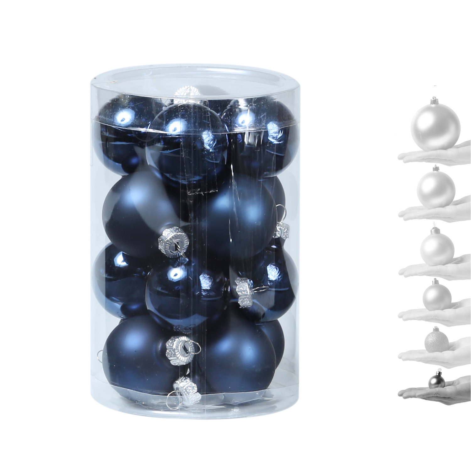 Christbaumkugel - Weihnachtsbaumkugel - Glas - D: 3,5cm - glänzend und matt - dunkelblau - 16er Set