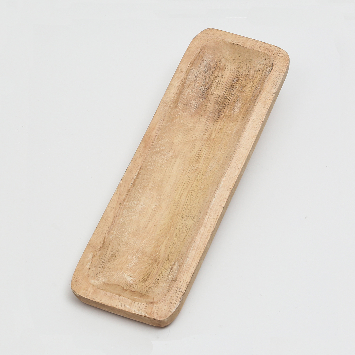 Holztablett - rechteckig - Mangoholz - L: 38cm - H: 2cm - natur, weiß