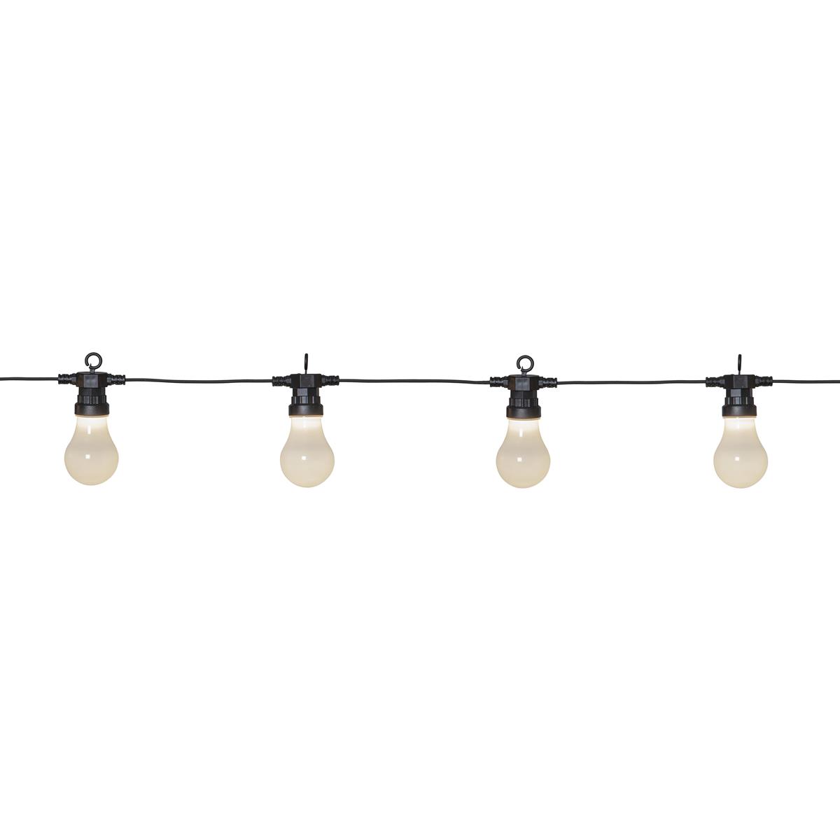 LED Lichterkette "Circus" - 10 opal weiße Birnen - warmweiße LED - 4,05m - inkl. Trafo - outdoor