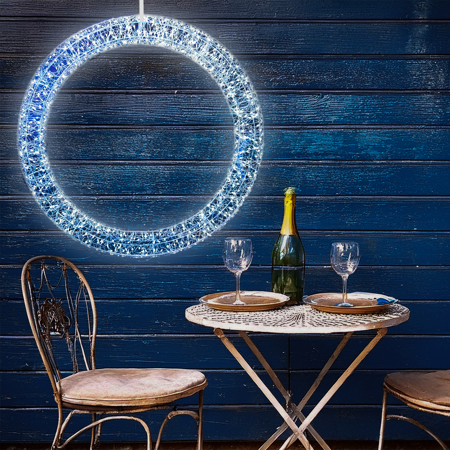 XXL LED Kranz abgeflacht - Lichterkranz mit 2200 warmweißen LED - D:60cm - 8Modi/Timer - Innen/Außen