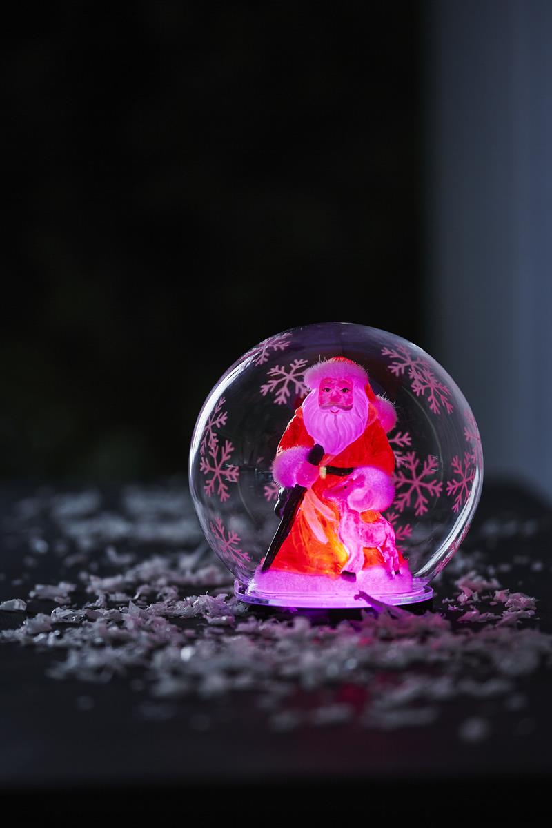 LED Deko Kugel "Bubble" Weihnachtsmann - RGB Farbwechsel - D: 12cm, H: 13,5cm - Batteriebetrieb