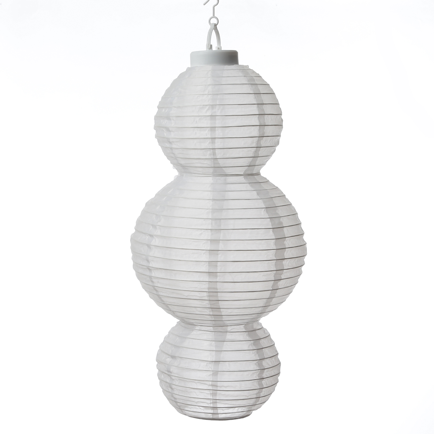 XL LED Solar Lampion - Laterne - 15 warmweiße LED an Lichterkette - H: 60cm - Lichtsensor - weiß