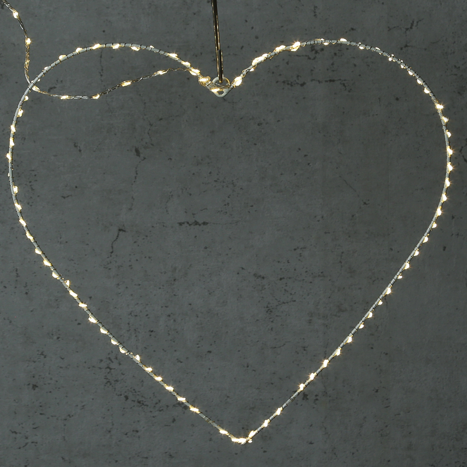 LED Herz - Metallherz - hängend - 160 warmweiße LED - H:: 60cm - Timer - Außentrafo - weiß
