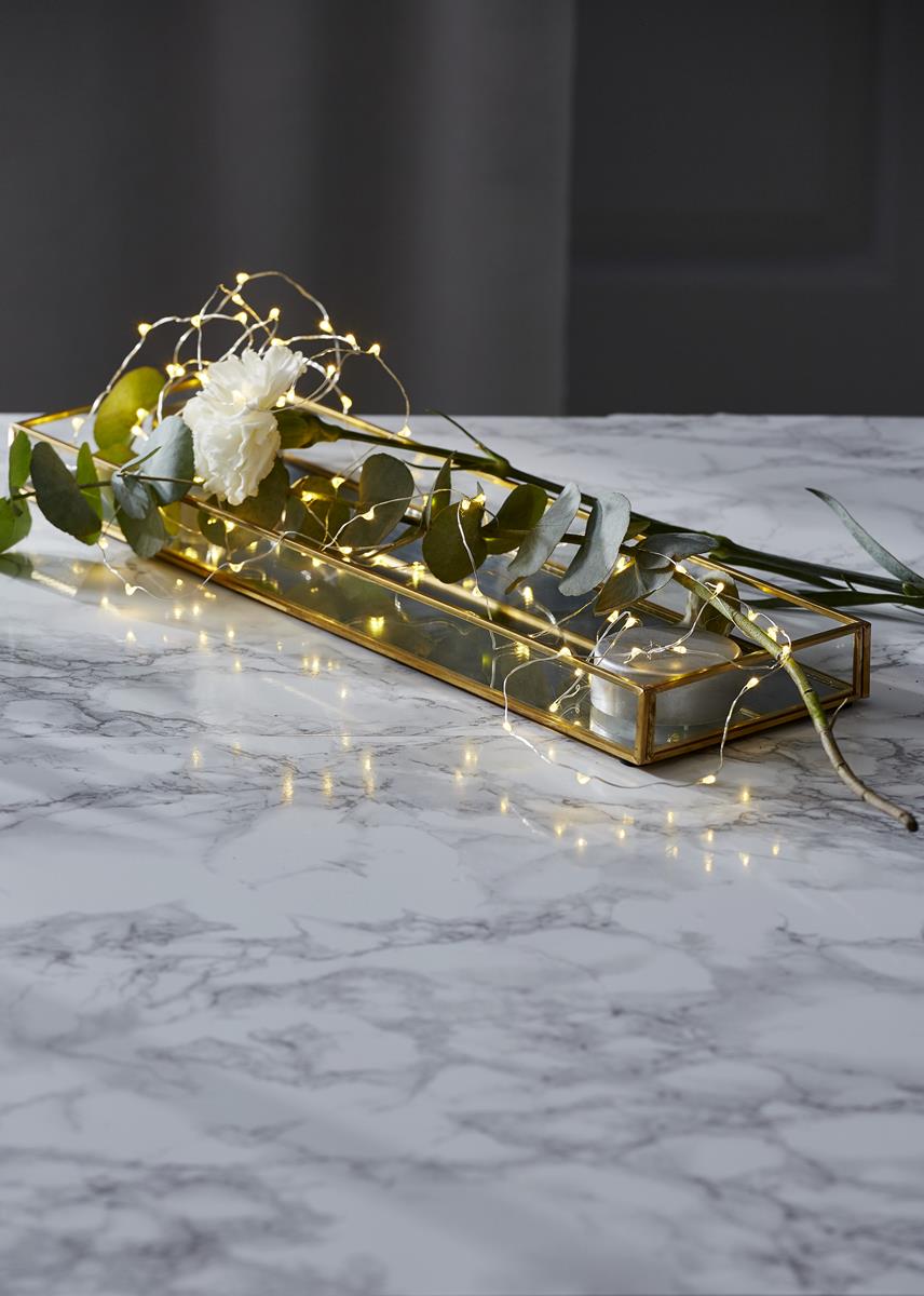 LED Drahtlichterkette "Dew Drop" - 40 warmweiße LED - silberner Draht - 2m - Batteriebetrieb - Timer