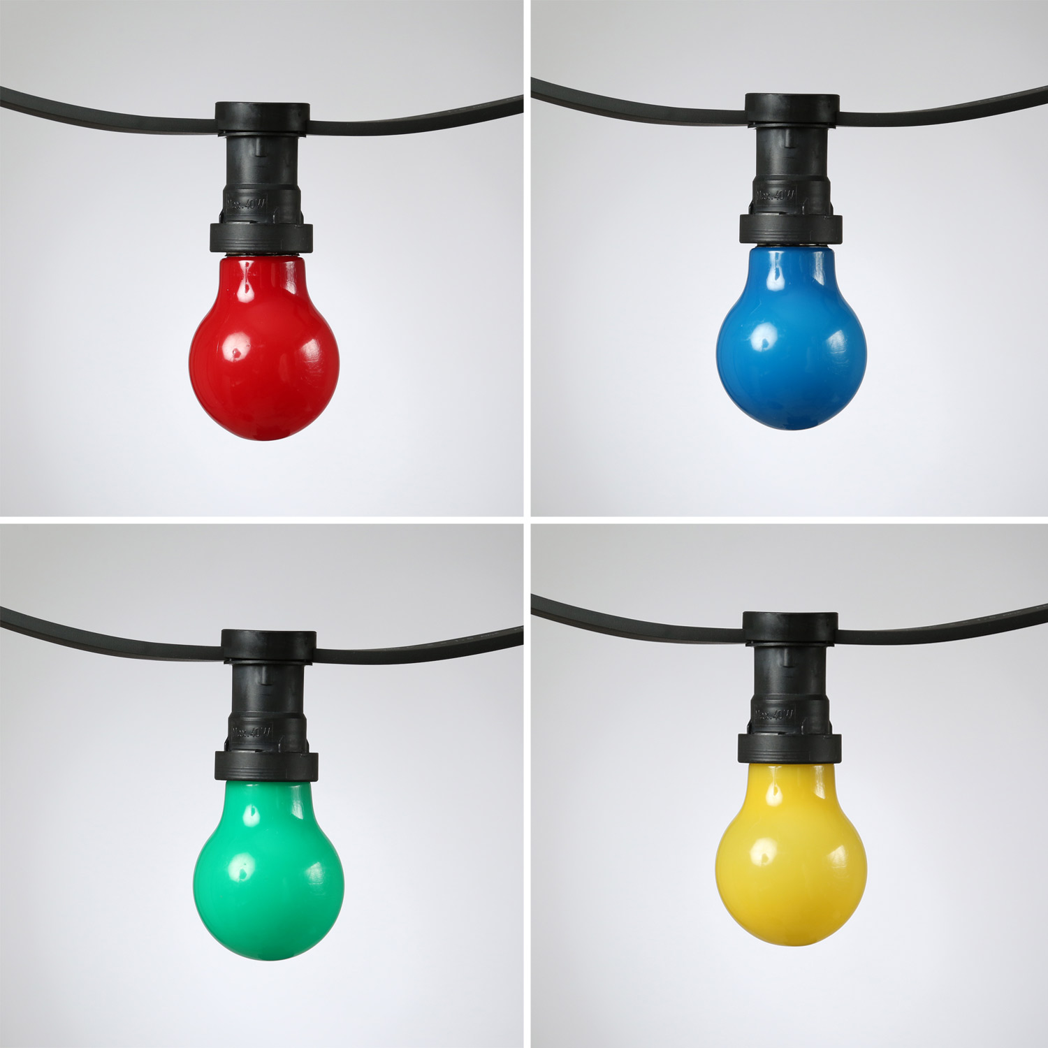 Illu-/Partylichterkette 40m - Außenlichterkette - Made in Germany - 60 x bunte LED Tropfenlampe
