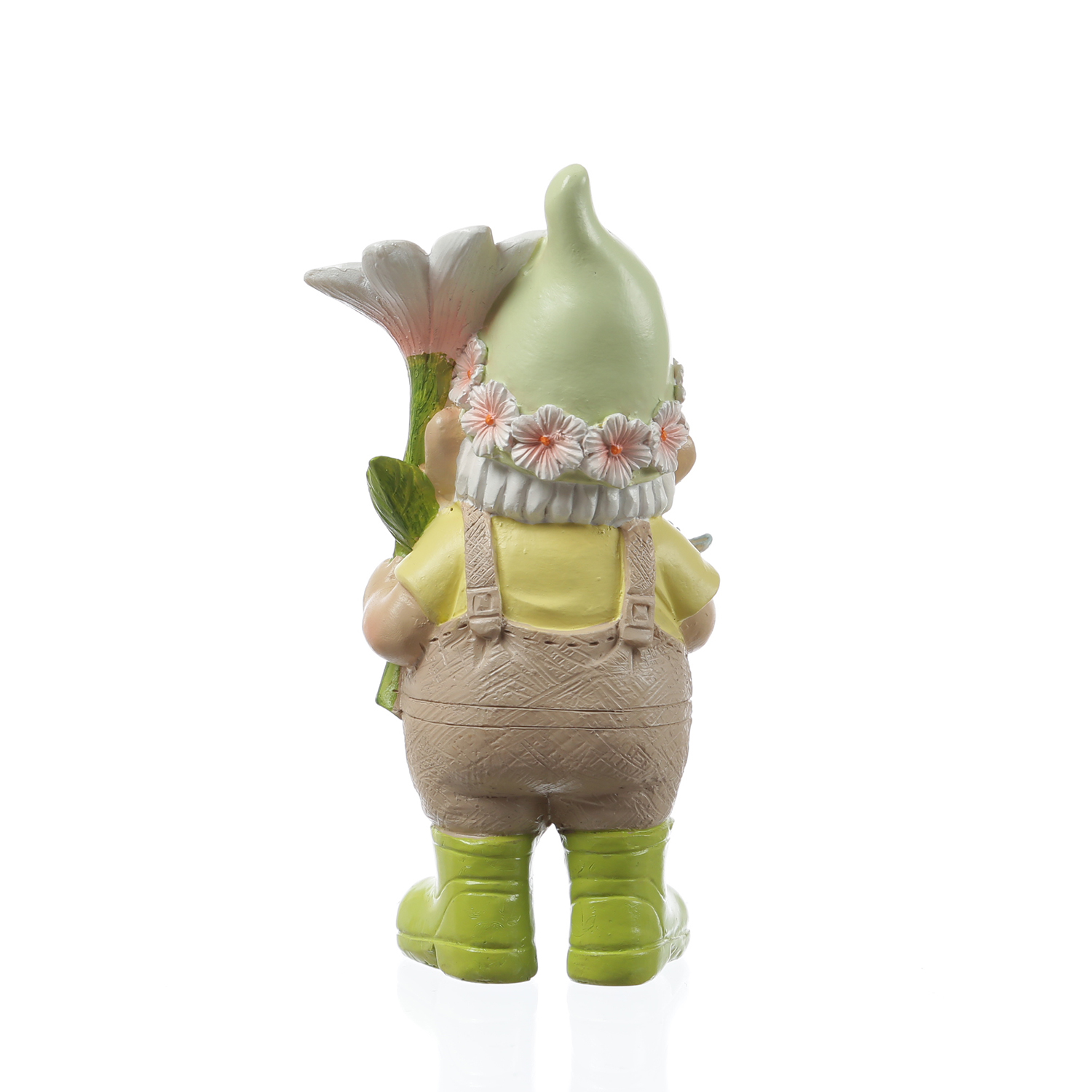 Gartenzwerg BERT - Zwerg mit Vögelchen und Blume - Gartenfigur - Polyresin - H: 17,5cm - bunt