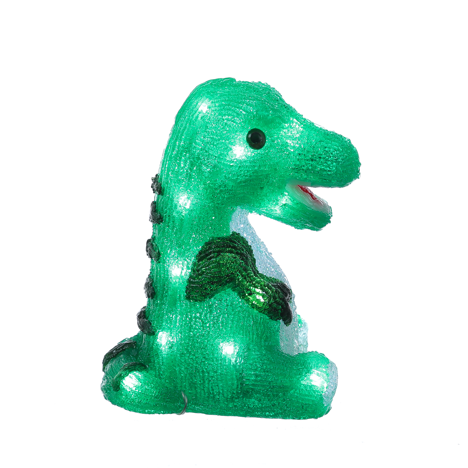 LED Dinosaurier - Acryl Tierfigur - 20 kaltweiße LED - H: 21cm - Timer - Batteriebetrieb - für Außen
