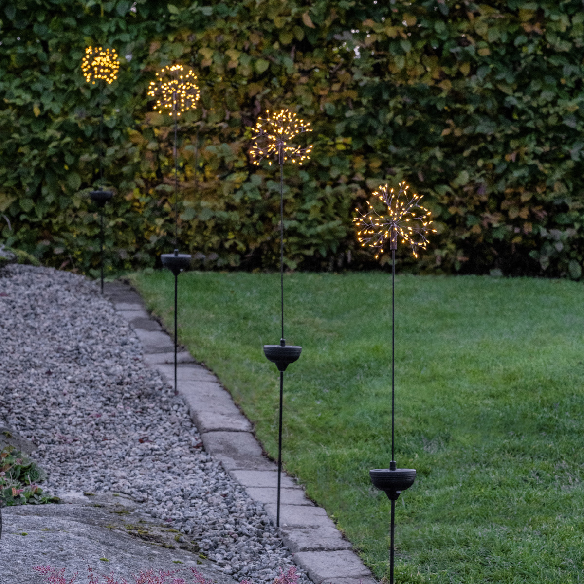 LED Solarstab "Firework" Gartendeko - 92 warmweiße LED - H: 85cm - Dämmerungssensor