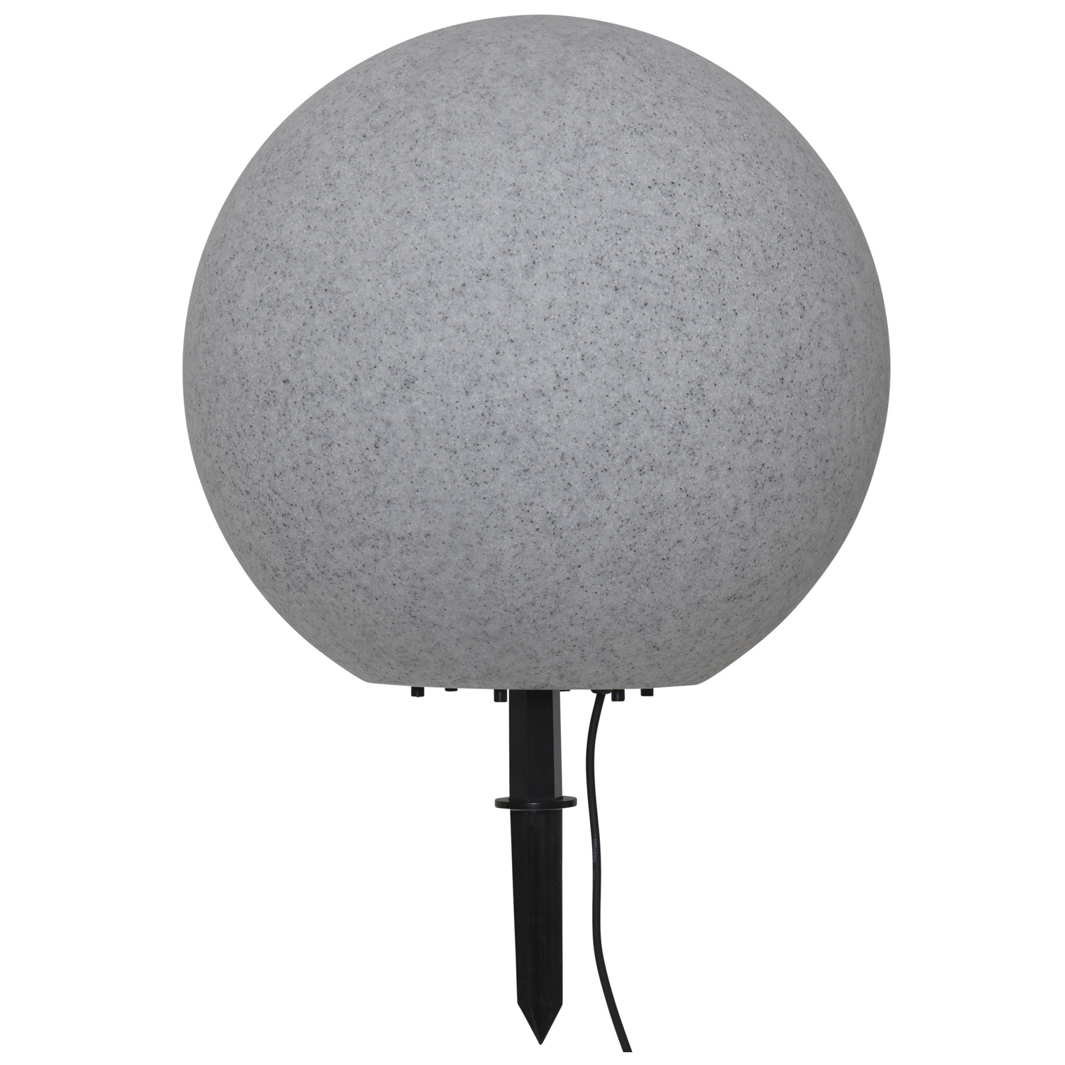 Gartenkugel STONE - Erdspieß - H: 48cm - D: 50cm - Fassung E27 - Kabel - Außen - grau
