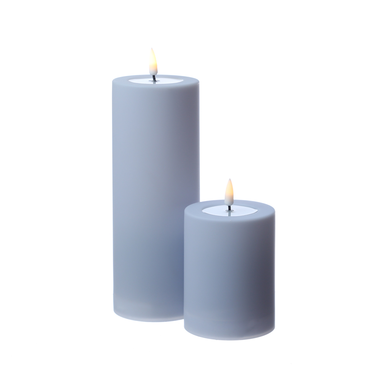 LED Stumpenkerze MIA - Kunststoff - realistische 3D Flamme - H: 10cm - outdoor - pastellblau