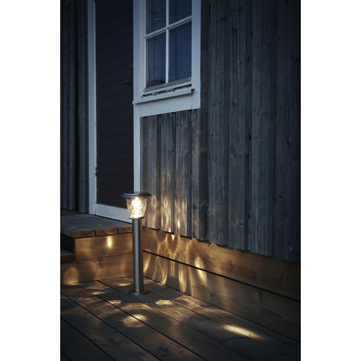 LED Solar Wegleuchte "Pireus" - Edelstahl - warmweiße LED - H: 61cm - D: 19cm - Dämmerungssensor