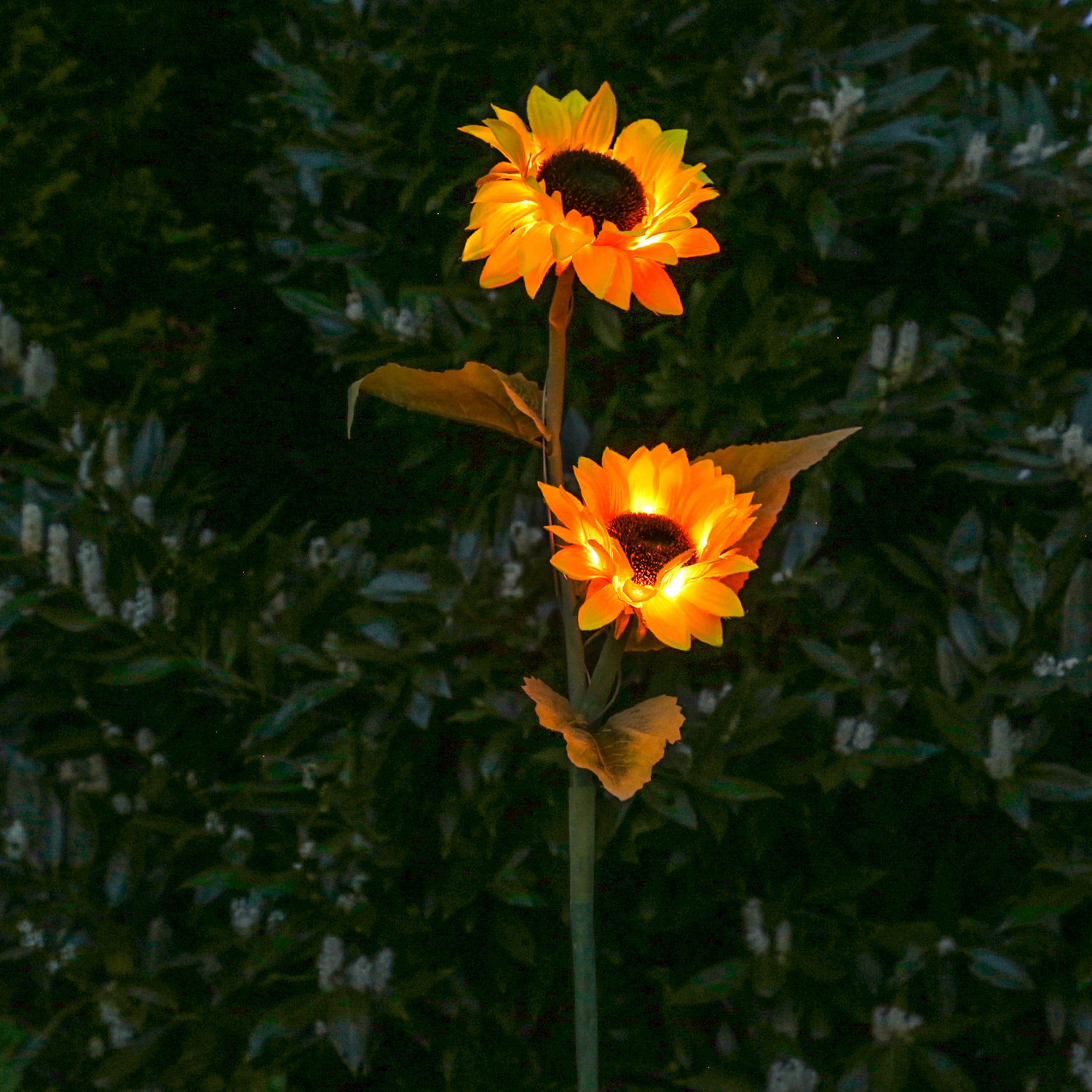 LED Solar Gartenstecker SONNENBLUME - H: 1,25m - Lichtsensor - grün/gelb
