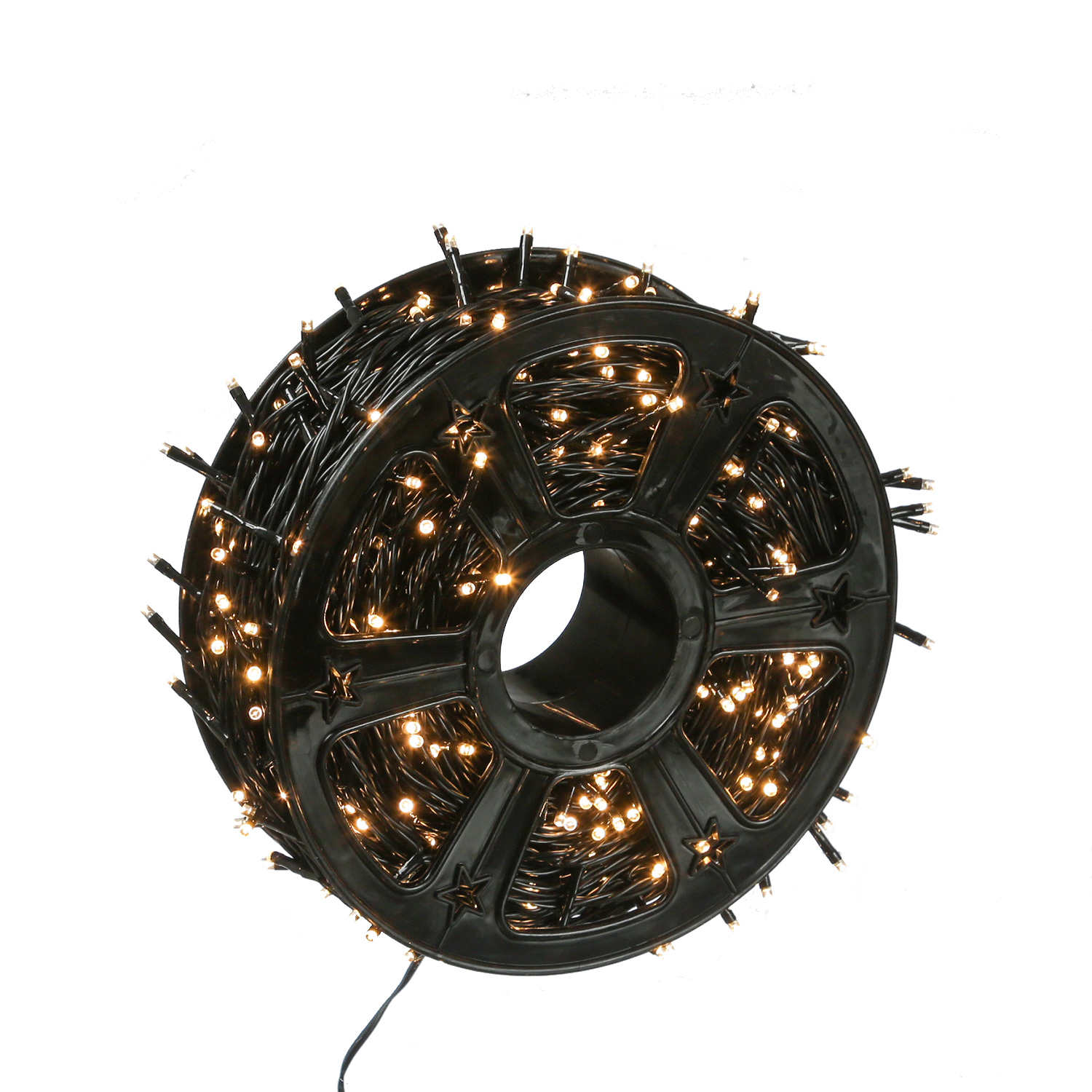 LED Lichterkette auf Kunststoffrad - 500 warmweiße LED - L: 50m - 8 Modi/ Timer - Innen/Außen