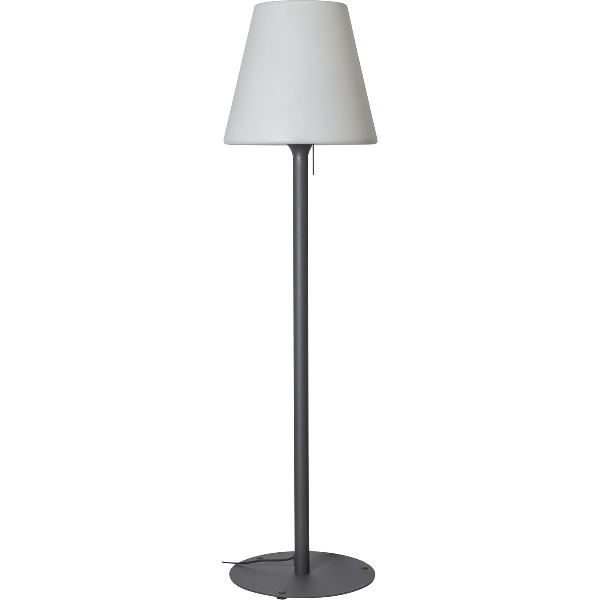 Garten Beistelllampe/Stehlampe - H: 187cm - weißer Lampenschirm, D: 50cm - E27 Fassung - Outdoor