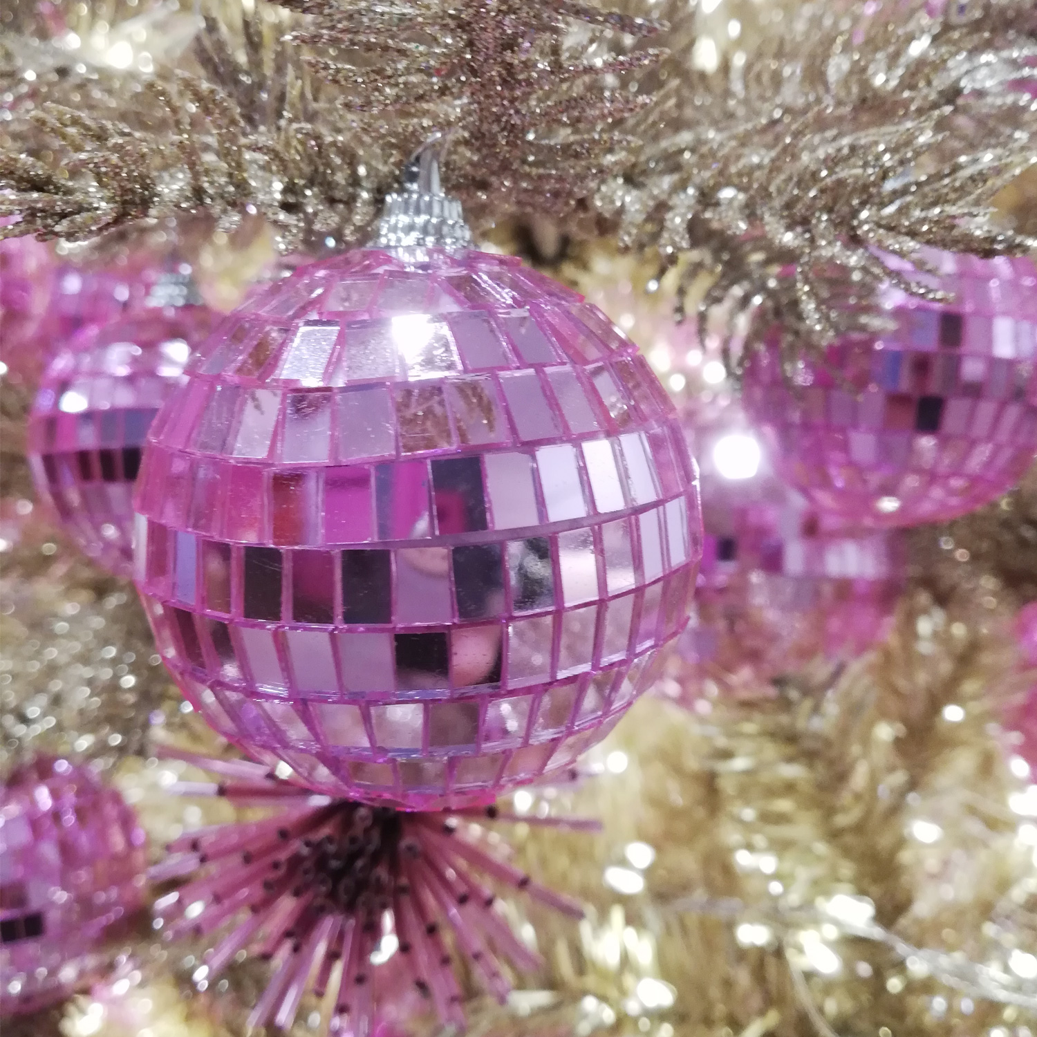 Spiegelkugel 5cm pink- Discokugel Echtglas zur Dekoration