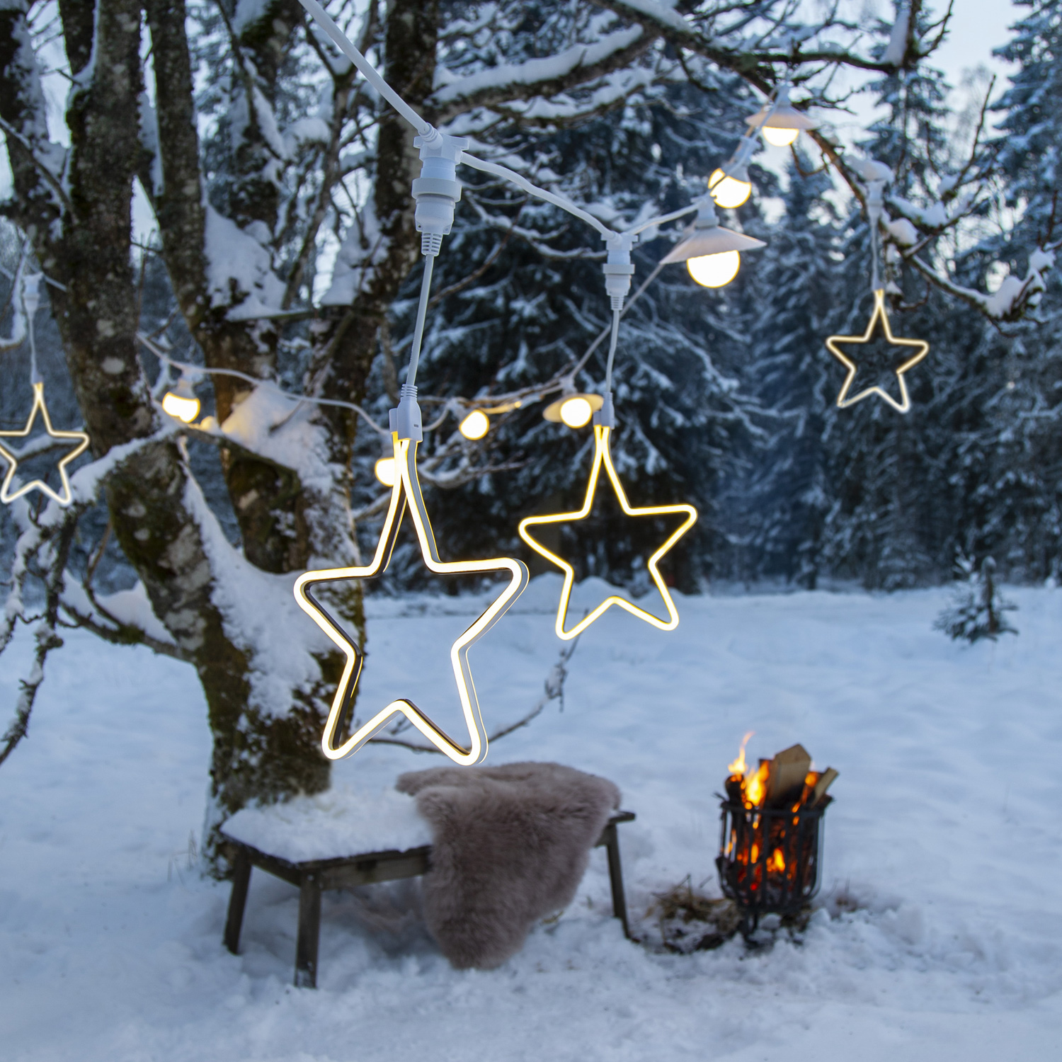 System CONNECTA - "Star" gelb - LED-Objekt mit E27 Fassung - outdoor - H: 52cm - B: 26cm