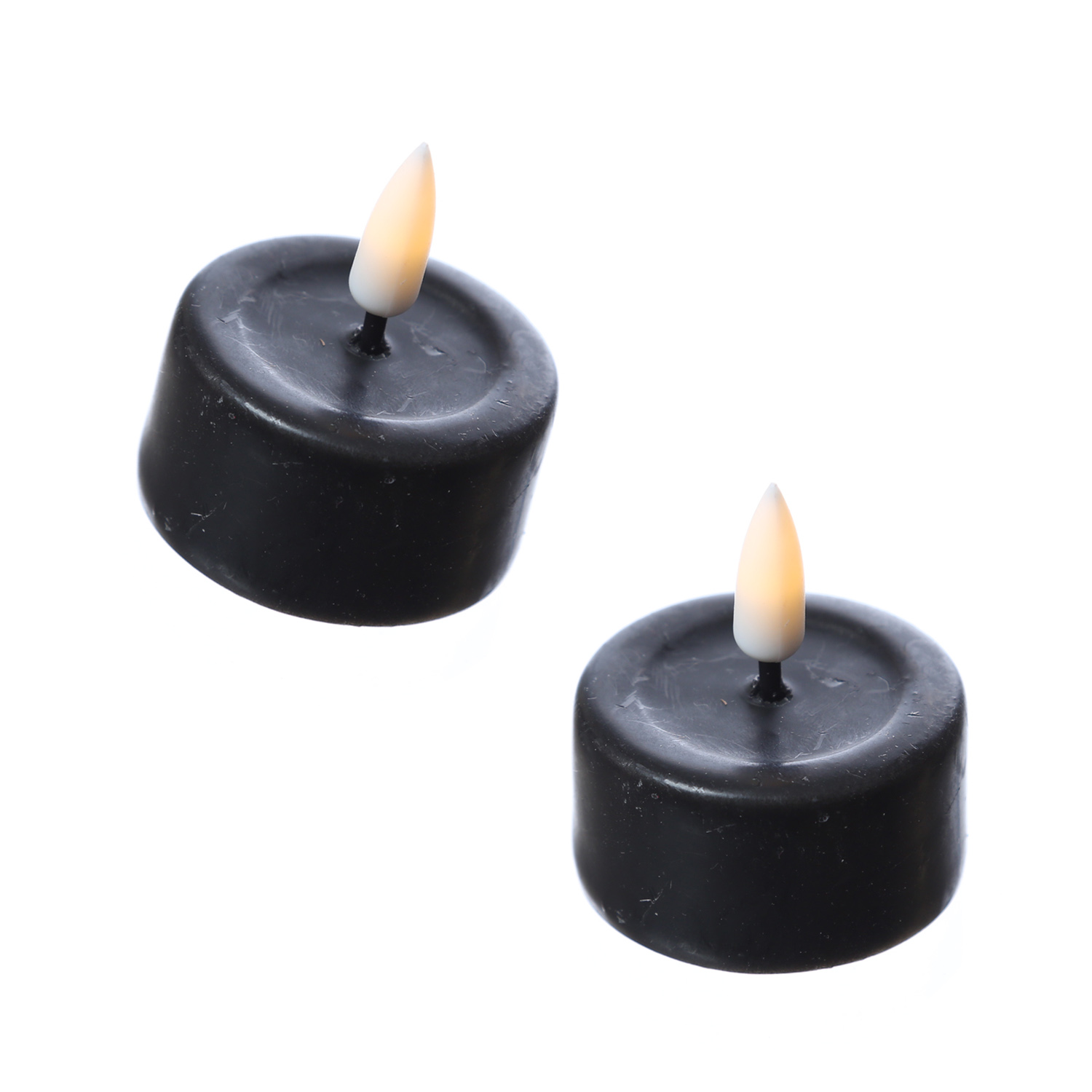 LED Teelichter MIA - realistische 3D Flamme - D: 4,1cm - inkl. Batterien - schwarz - 2 Stück