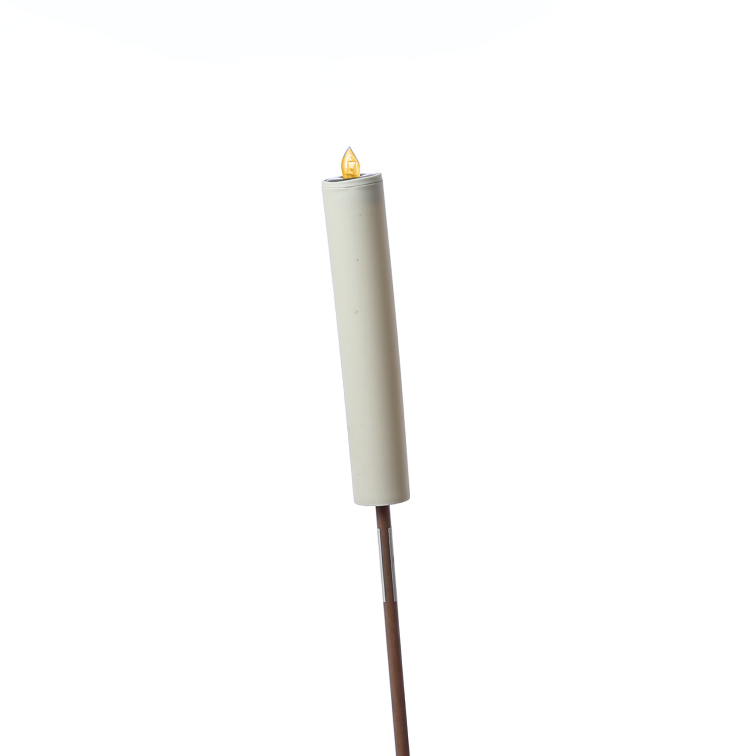 LED Solar Stabkerze - Gartenstecker - gelbe LED - H: 98cm - Dämmerungssensor - weiß