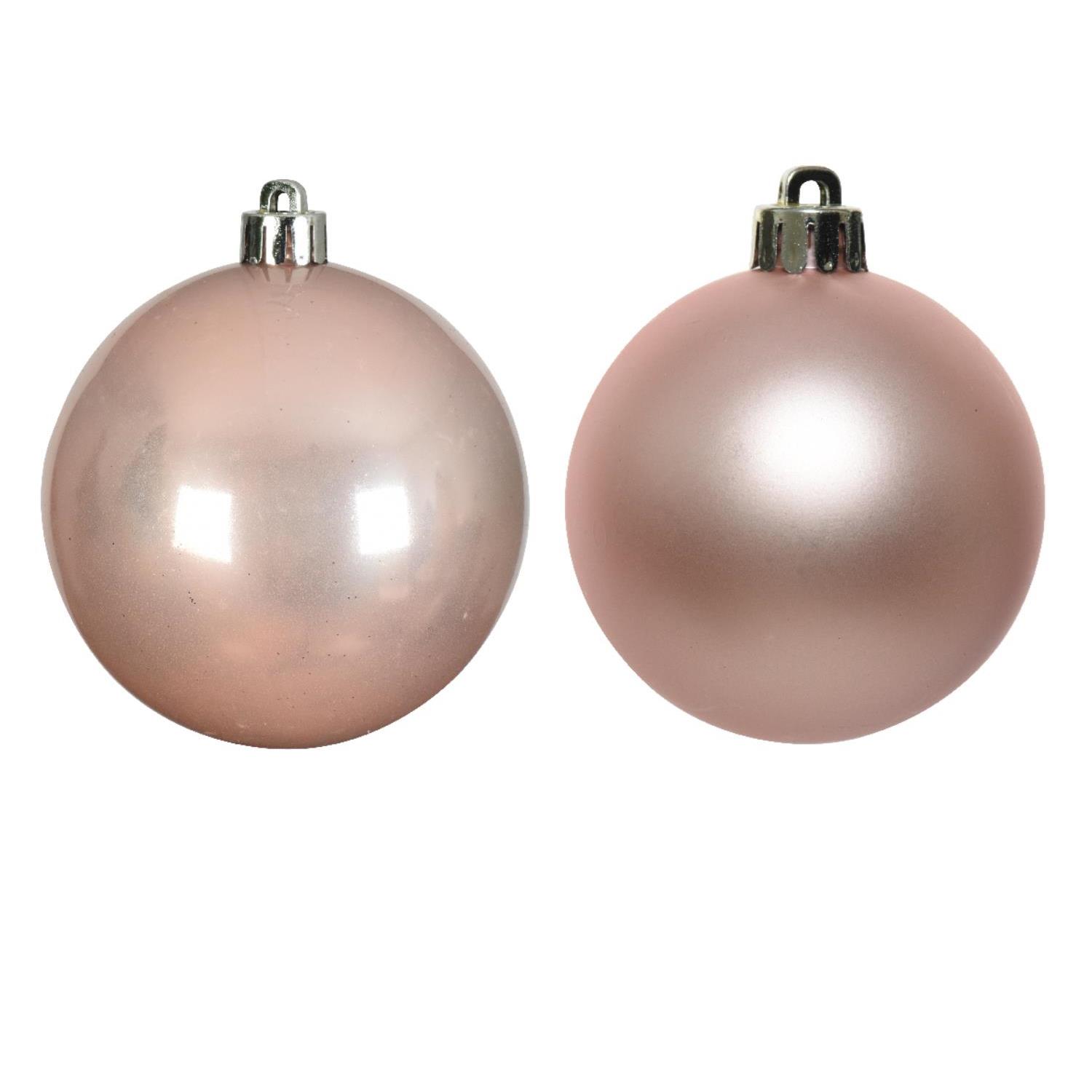 Christbaumkugel - Weihnachtsbaumkugel - Glas - D: 8cm - glänzend und matt - puderrosa - 6er Set
