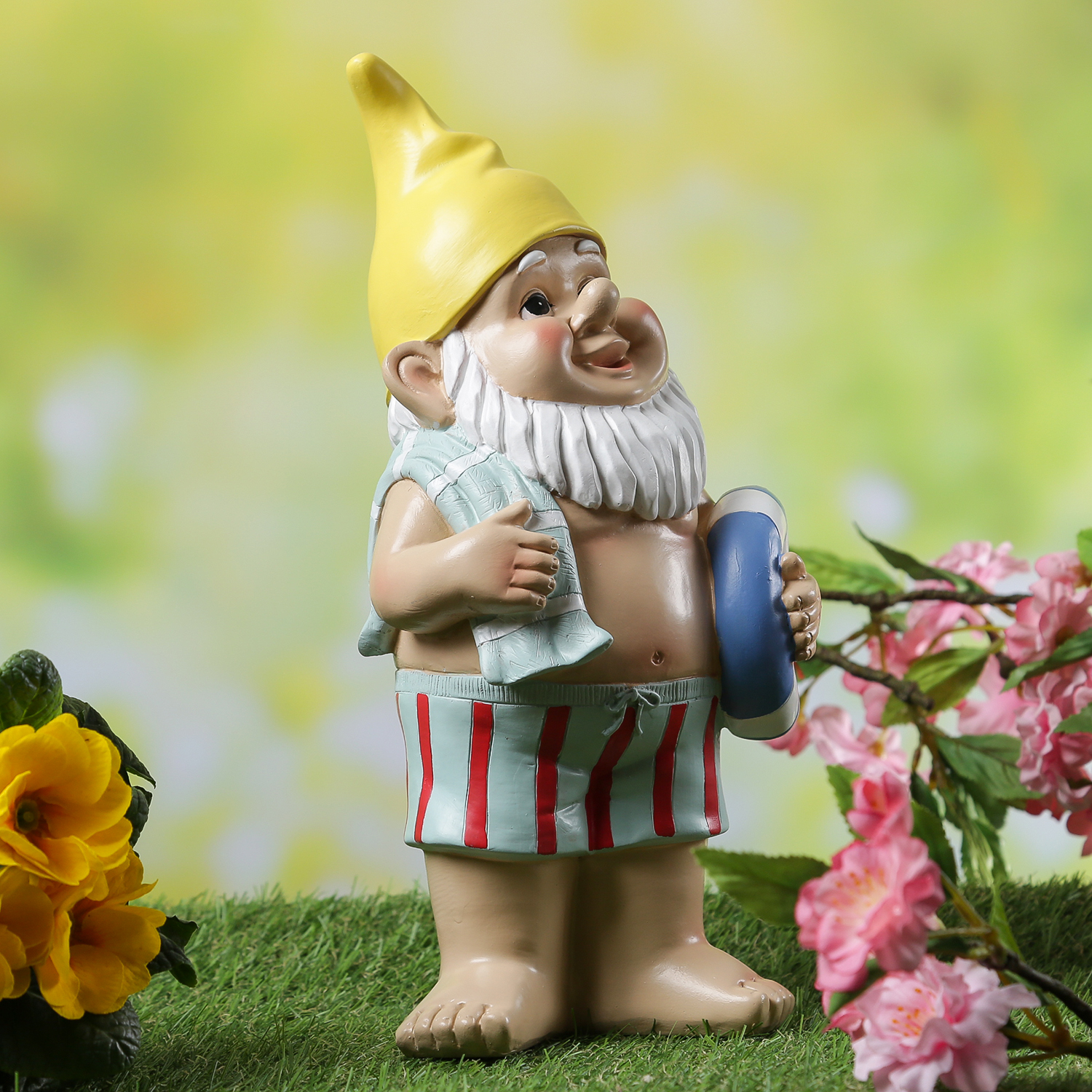 Gartenzwerg BERT - Zwerg im Badeanzug - Gartenfigur - Polyresin - H: 30cm - bunt