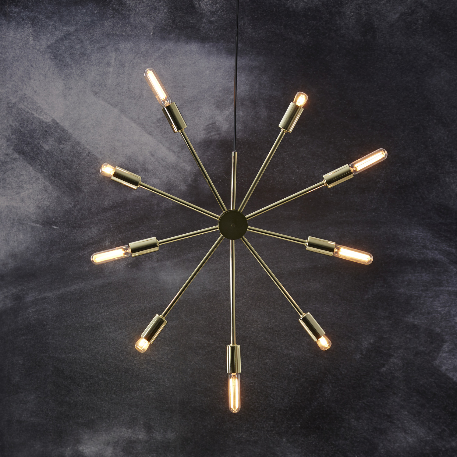 Hängeleuchte/Sternleuchte "PIX" - 9 Sockel - E14 Fassung - H: 56cm, L: 50cm - goldfarben