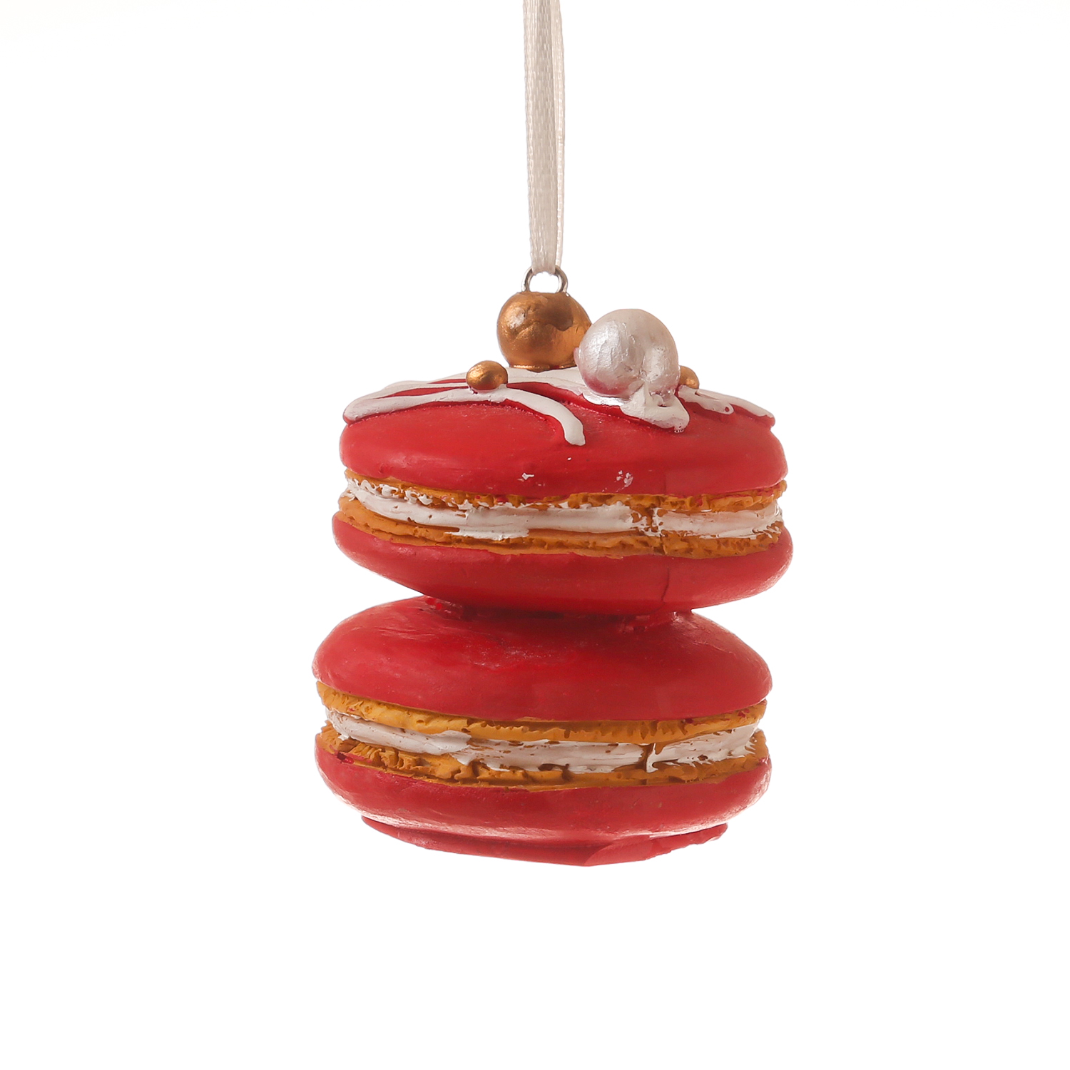 Weihnachtsbaumschmuck MACARON - Polyresin - inkl. Aufhänger - matt - H: 6,5cm - rot